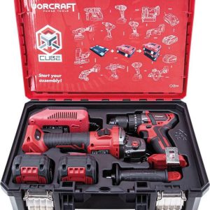 Worcraft XCUBE001 aku skrutkovač + uhlová brúska 125 mm, 2x 4.0 Ah akumulátor, 114870